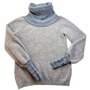 VTG Renee Tener Outlander Angor/Rabbit Fur Gray Multi Turtleneck Sweater Luxury